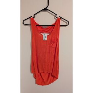 Cherry Mellow Orange High Low Tank Top Women's Large Open Cowl Back Pocket USA